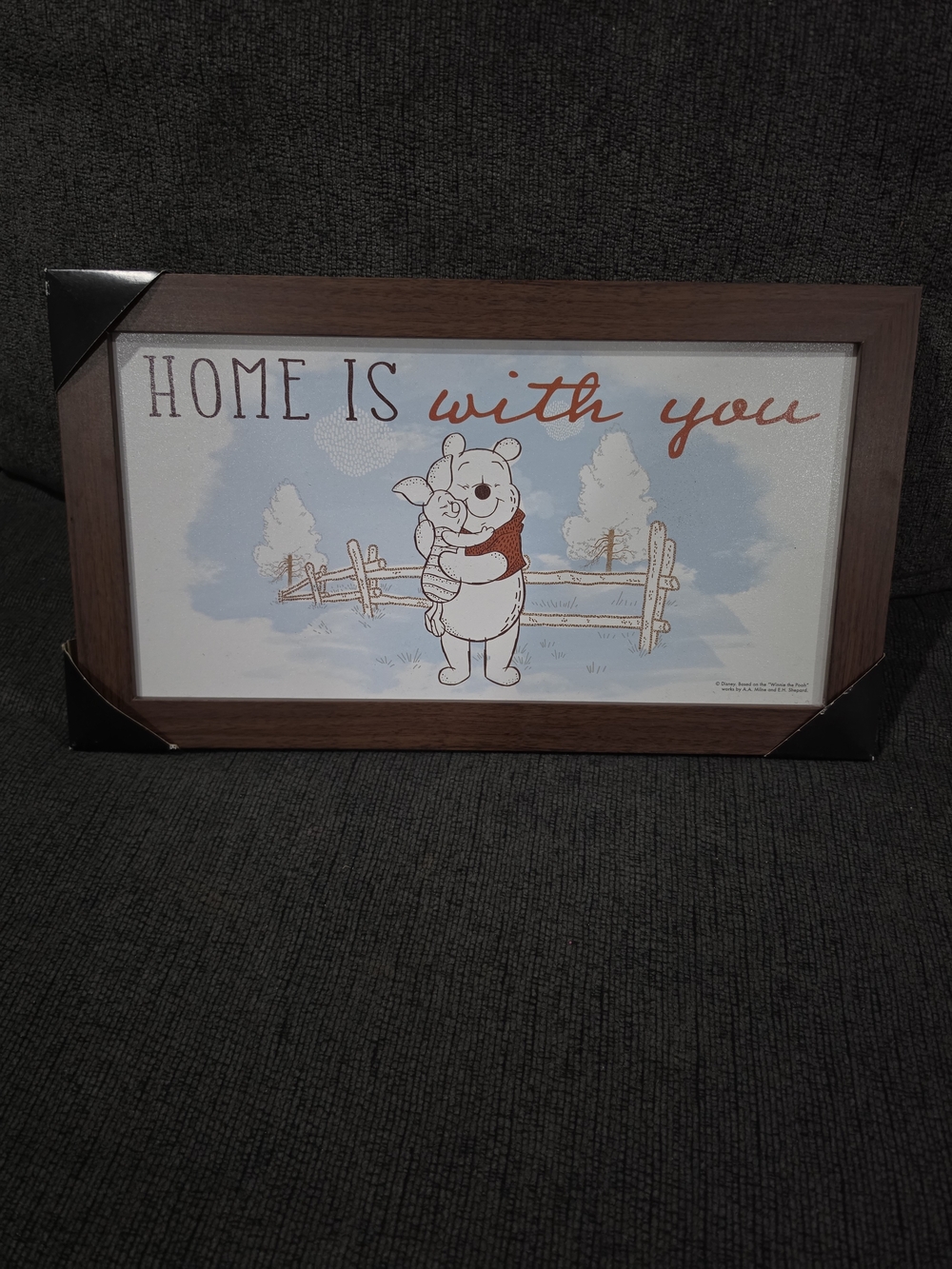 Winnie the Pooh 'Home Is With You' Framed Wall Art - Brown & Red Accent